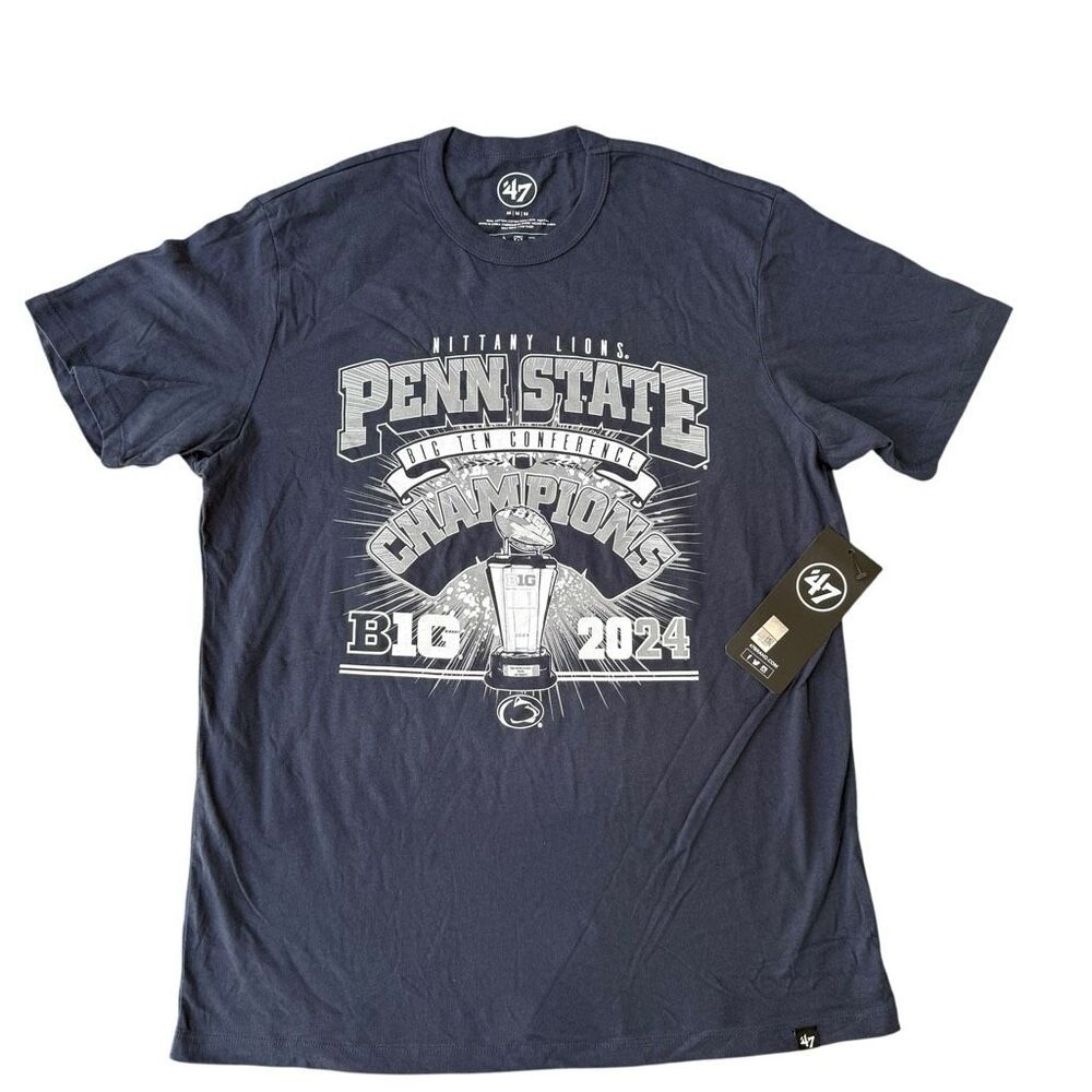 47’ PENN STATE NITTANY LIONS NAVY BLUE 2024 BIG TEN CHAMPIONSHIP T-shirt L NWT